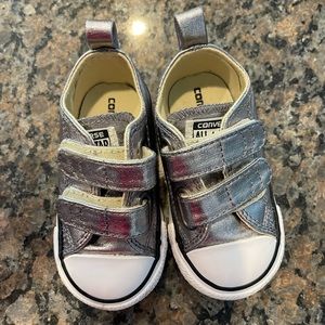 Toddler size 5 silver Velcro converse